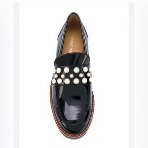 Stuart Weitzman Women Black Pearl Mirror Jet Loafers